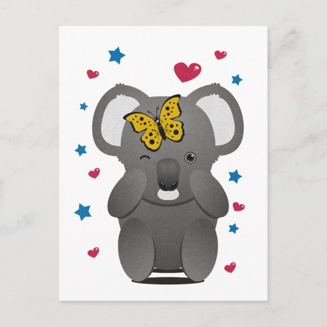 Postal Koala Y Mariposa (Anverso)