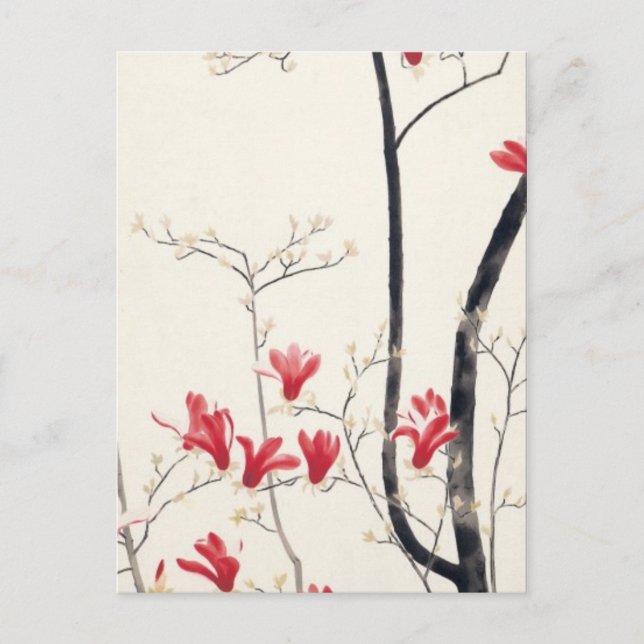 Postal Kobayashi Kokei - Árbol de Magnolia (Anverso)