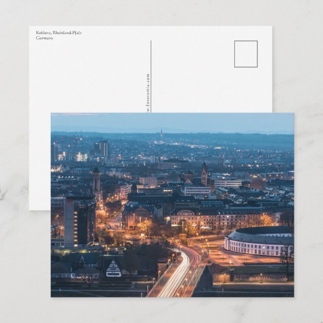 Postal Koblenz de noche (Anverso / Reverso)