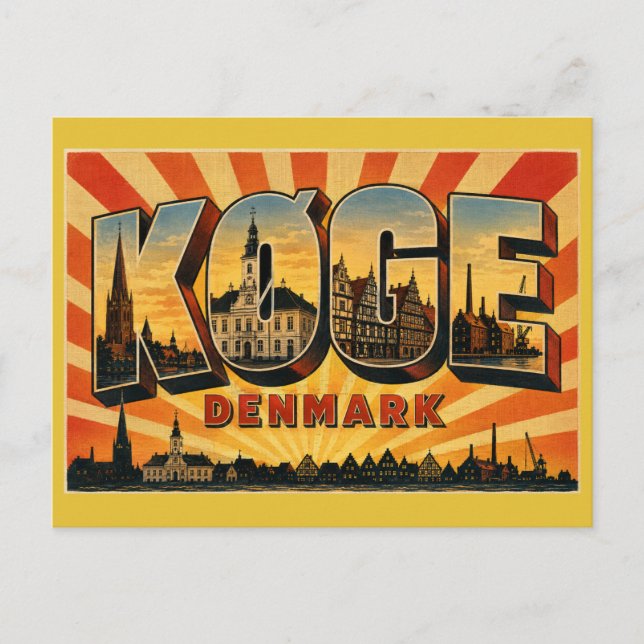 Postal Køge Dinamarca Casco Antiguo (Anverso)