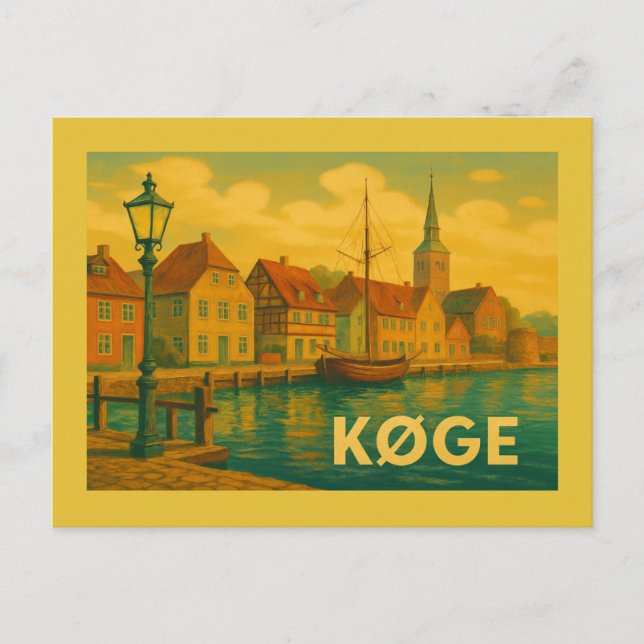 Postal Køge Dinamarca Casco Antiguo (Anverso)