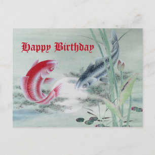 Postal Koi Fish con Lotus