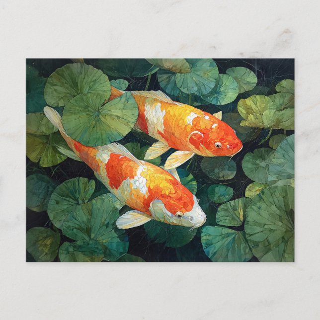 Postal Koi Fish Pond Lily Pads (Anverso)
