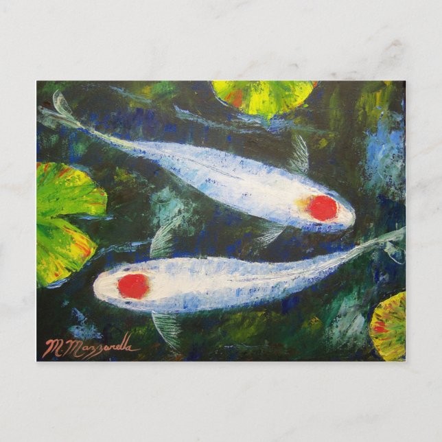 Postal Koi Fish Tancho Kohaku (Anverso)