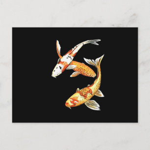 Postal Koi Goldfish japonés en negro
