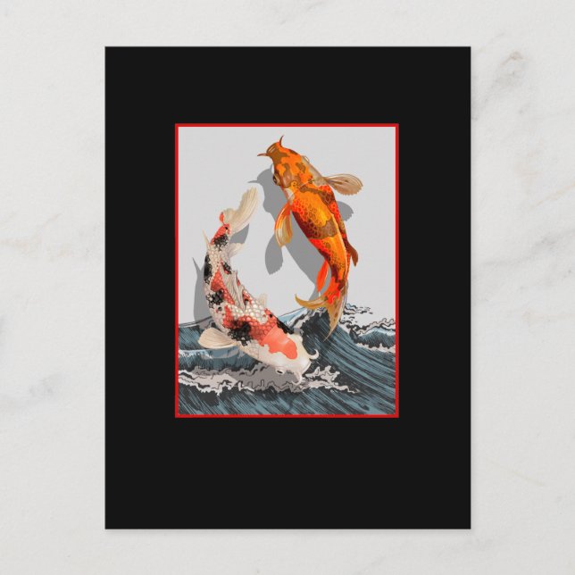 Postal Koi Japón Wave Water Carp Fish (Anverso)
