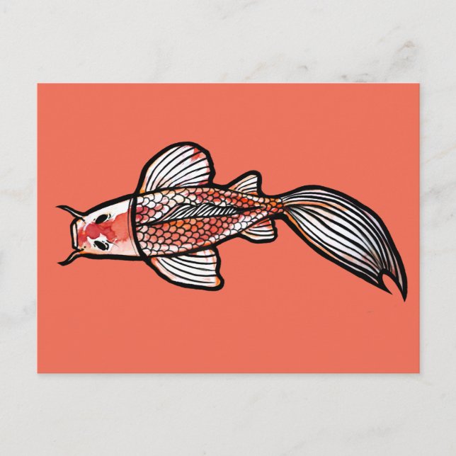 Postal Koi Pond Art Kois Fish Designs Red Calico Koi (Anverso)