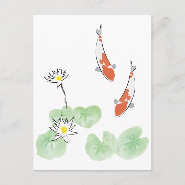Postal Koi Pond - fondo blanco (Anverso)