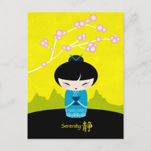 Postal kokeshi azul