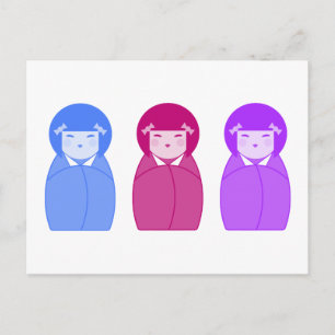 Postal Kokeshi Doll Trio