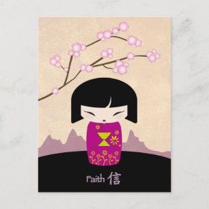 Postal kokeshi rosa