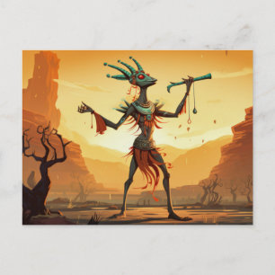Postal Kokopelli Bailando En El Piso De Cañón