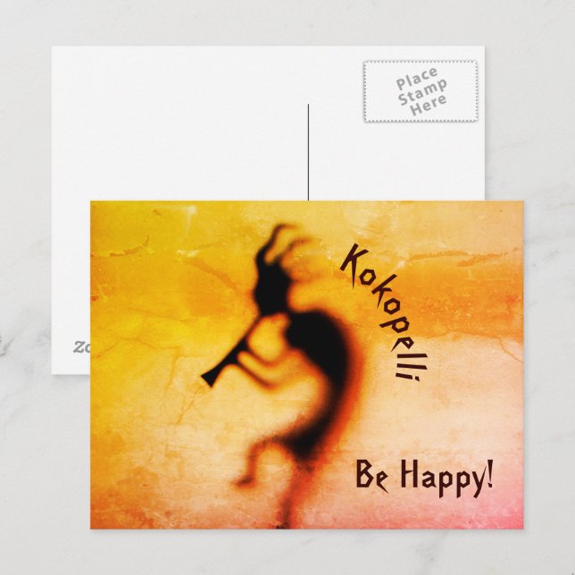 Postal Kokopelli Feliz Inspirador (Anverso / Reverso)