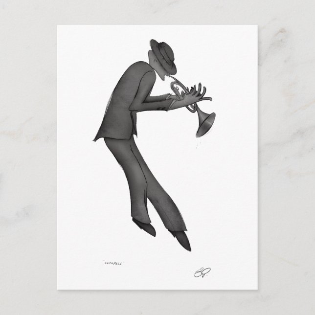 Postal Kokopelli toca el arte del Blues (Anverso)