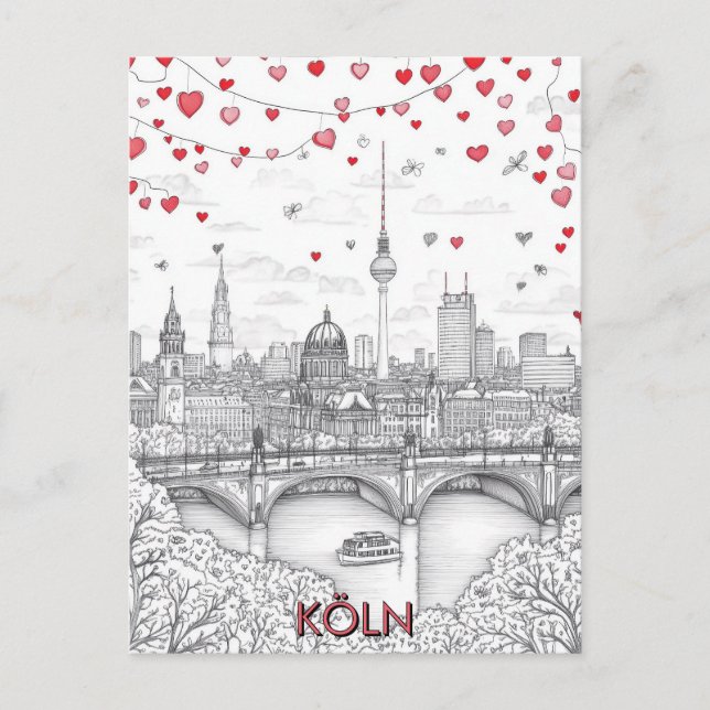 Postal Köln Alemania Romantic Travel (Anverso)