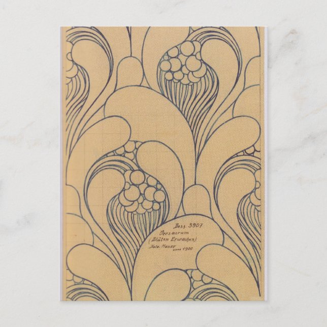 Postal Koloman Moser - Diseño de tela con flores (Anverso)
