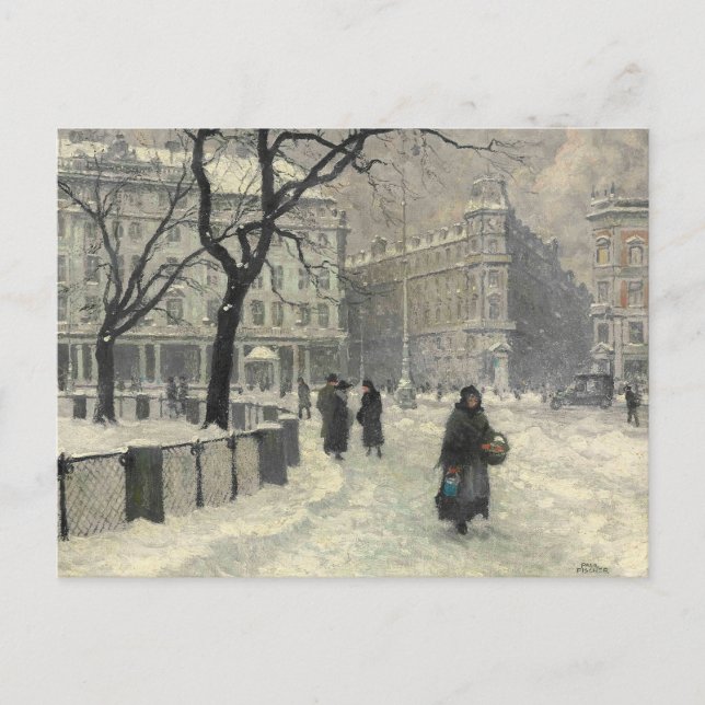Postal Kongens Nytorv Copenhague en invierno | Paul Fisch (Anverso)