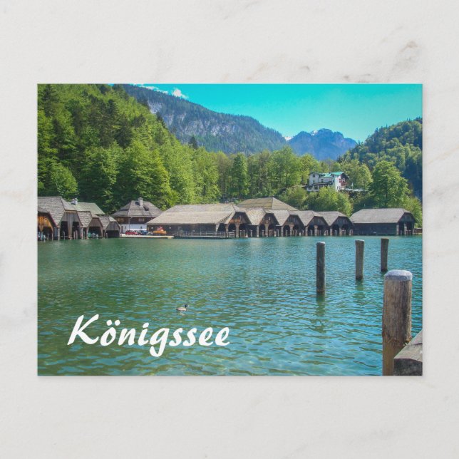 Postal Königssee en Baviera, Alemania Casas Antiguas (Anverso)