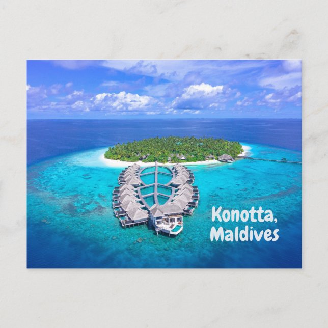 Postal Konotta, Maldivas, hermoso complejo en la isla (Anverso)