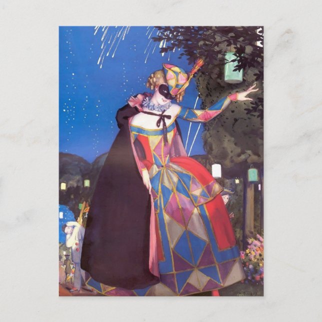 Postal Konstantin Somov- La pequeña lengua de Columbine (Anverso)