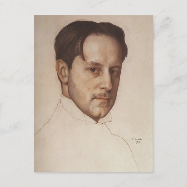 Postal Konstantin Somov- Retrato de M. Dobuzhinsky (Anverso)