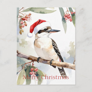 Postal Kookaburra australiano sombrero de Santa Feliz Nav
