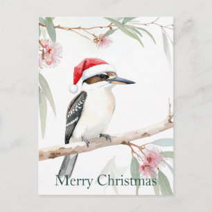 Postal Kookaburra australiano sombrero de Santa Feliz Nav