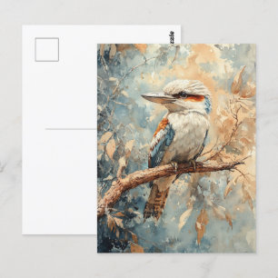 Postal Kookaburra en una acuarela de árbol