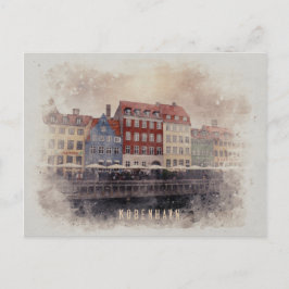 Postal Kopenhagen watercolor kaart