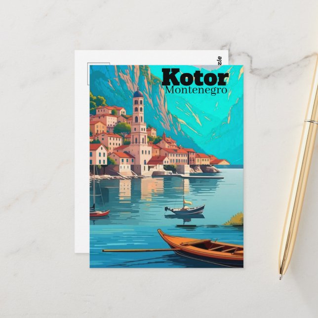 Postal Kotor Montenegro Travel Art Postcard, Kotor Travel (Anverso/Reverso In Situ)