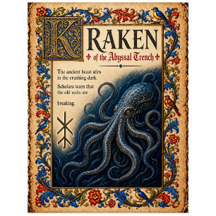 Postal Kraken, Arte de Bestiario Medieval