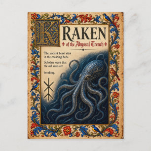 Postal Kraken, Arte de Bestiario Medieval