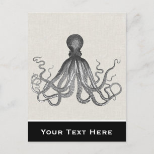 Postal Kraken - Octopus gigante negro / Cthulu