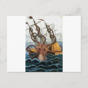 Postal Kraken Steampunk Octopus Vintage