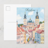 Krakow Polonia Gouache Paint Ilustracion Viaje