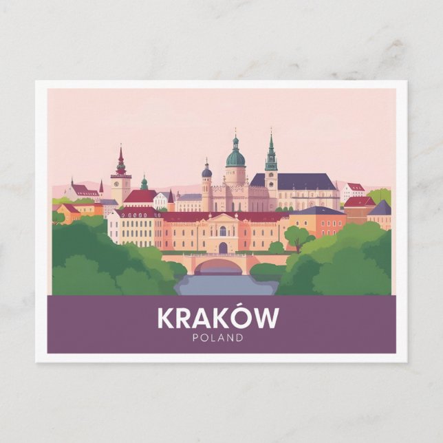 Postal Kraków Polonia Pastel Travel - Wawel Castle (Anverso)