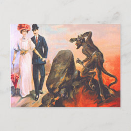 Postal Krampus acechando a pareja adulta