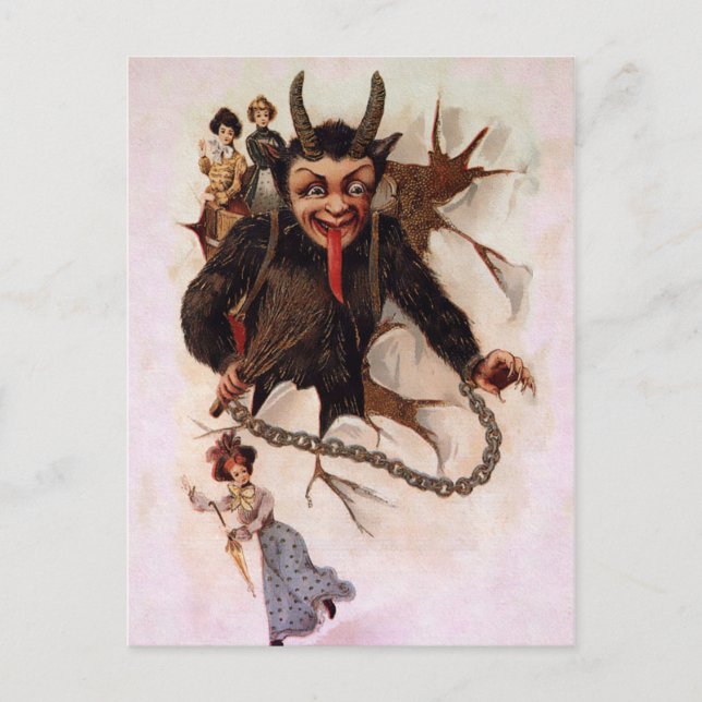 Postal Krampus atravesando (Anverso)