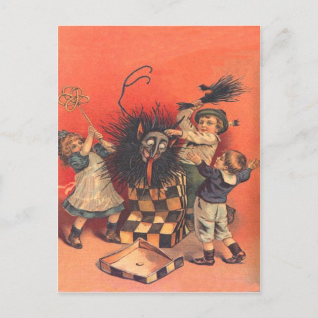 Postal Krampus caja sorpresa (Anverso)