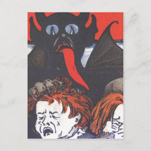 Postal Krampus Castigando a los Niños