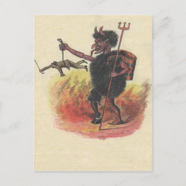Postal Krampus Castigando Adulto (Anverso)