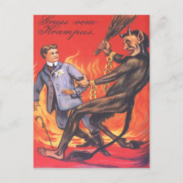 Postal Krampus Castigando Adulto
