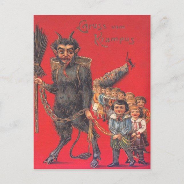 Postal Krampus Con Niños Malos (Anverso)