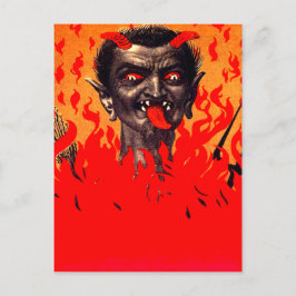 Postal Krampus emergiendo del infierno