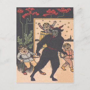 Postal Krampus llevándose a los niños malos