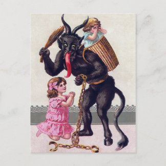 Postal Krampus maltratador de vintage