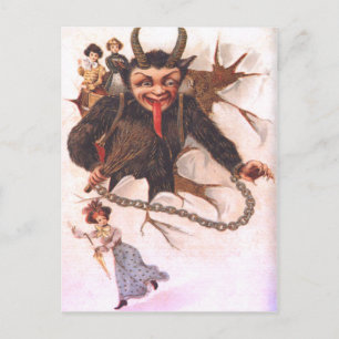 Postal Krampus secuestrando mujeres