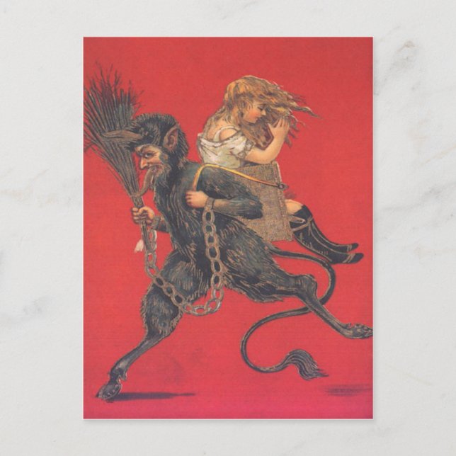 Postal Krampus secuestrando niña (Anverso)