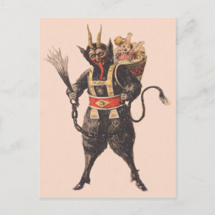 Postal Krampus secuestrando niños con vara