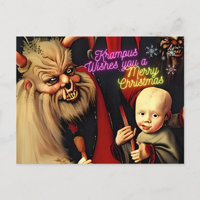 Postal Krampus te desea una feliz Navidad (Anverso)
